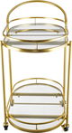 Al Saif Gallery Glass Serving Trolley, Steel Handle, Two-Tier - Gold product image 3