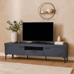 وحدة تلفاز مودرن خشب MDF، 46×160×40 سم - رمادي غامق product image