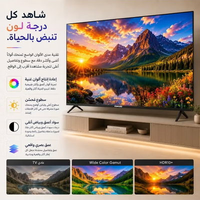 تلفزيون ذكي نيكاي، 55 بوصة، دقة 4K UHD، Tizen (مدعوم من سامسونج)، واي فاي، منفذين HDMI USB ثلاث منافذ، 55QTZN4KSLED1 - أسود product image 3