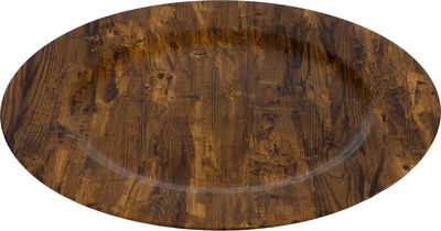 Al Saif Gallery Goozi Round Plastic Serving Tray, 33x33x1.5 cm, Round - Wood Brown product image 1