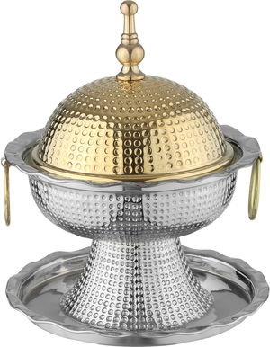 Steel date tray, Al Saif Gallery, 17x17x17 cm - Silver Gold product image