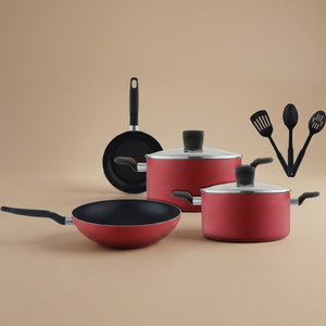 Teflon Super Cook Cookware Set, 9 Pieces - Red product image