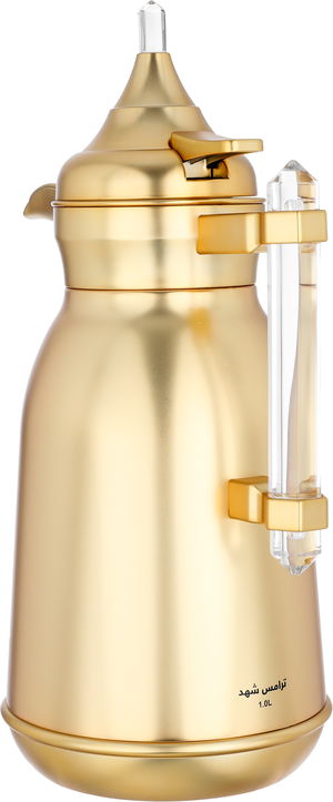 Al Saif Gallery Shahad thermos set, 1 liter, thermal glass inner shell, plastic outer shell, 2 pieces - gold product image 3