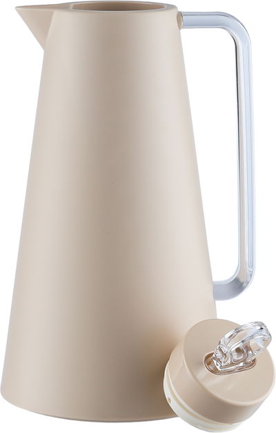 ترمس جلوري، 1 لتر، خامة داخلية زجاج، يد شفاف، غطاء ضغاط - بيج product image 4