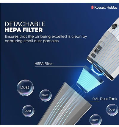 مكنسة كهربائية راسل هوبز، بقوة 600 واط، 0.6 لتر، K-22A102W - ابيض product image 3