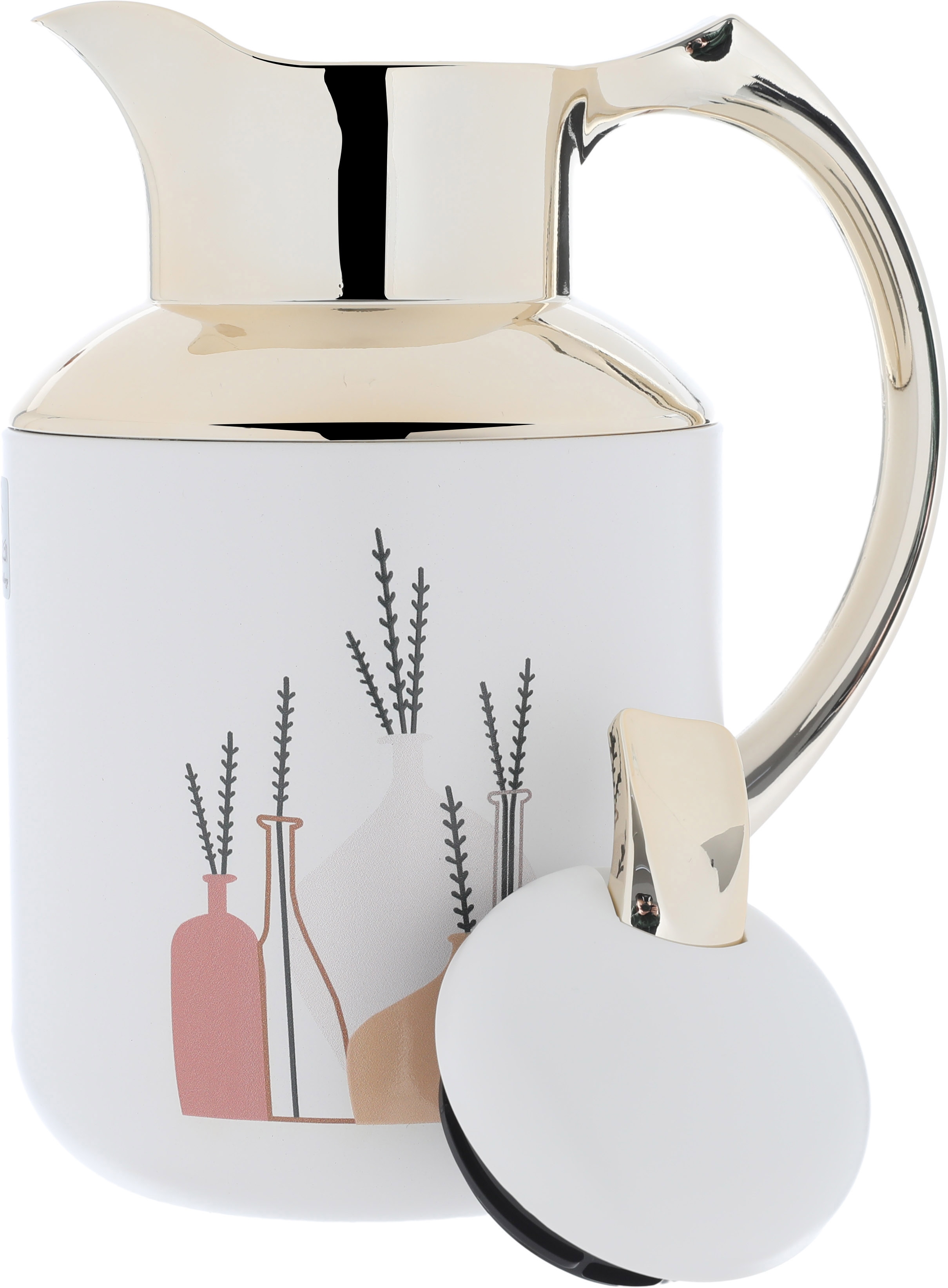 Al Saif Gallery Florya thermos set, 1/0.5 litre, two pieces, thermal glass inner shell, steel outer shell - pearl product image 2