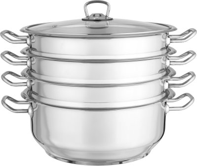 Turkish Manti Stainless Steel Cookware Set, 28cm, 5 Pieces, Pot, Three Strainers - Silver product image 3
