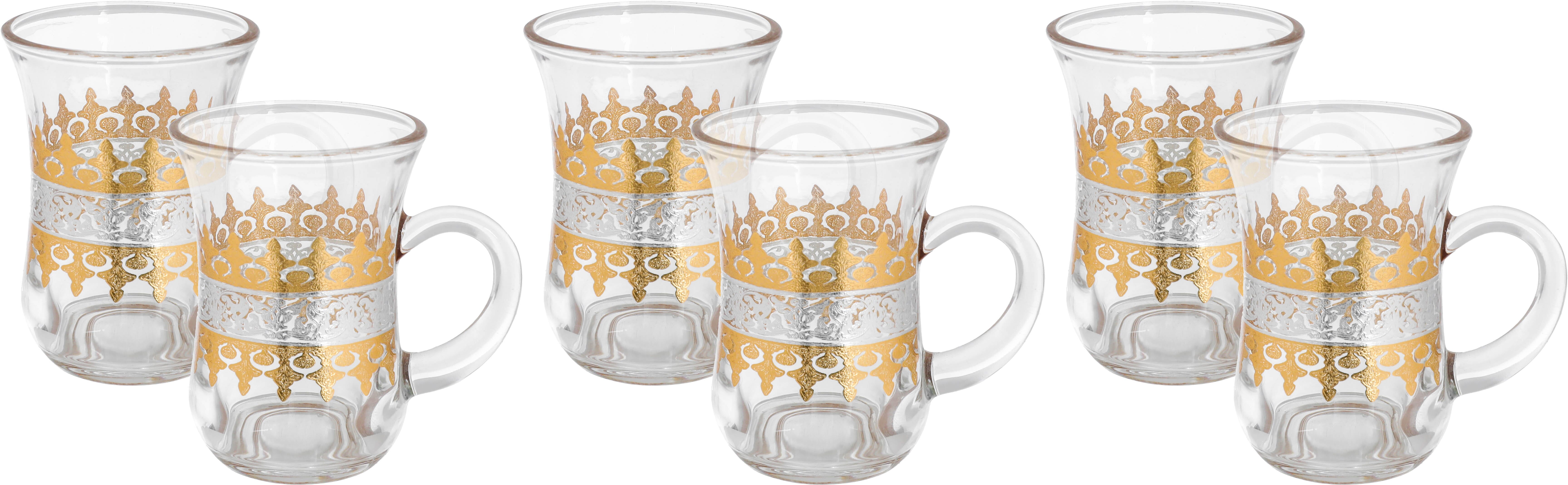 Max Glass Teapot Set, Gold and Silver Embossed, 6 Pieces - Clear product image 1