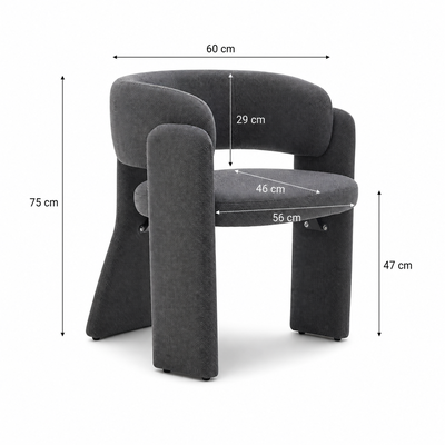 كرسي مودرن خشب MDF، 75×60×46 سم، قماش شانيل - رمادي داكن product image 2