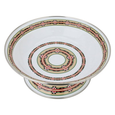 صحن غضار السيف غاليري، 22 سم، مشجر، بقاعدة - أبيض product image 1