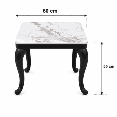 طقم طاولات سيراميك و معدن، 5 قطع - اسود ابيض product image 3
