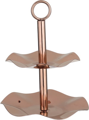 Al Saif Gallery Stainless Steel Serving Rack, 17.5/14.7 cm, 2 Tiers, Wavy - Copper product image