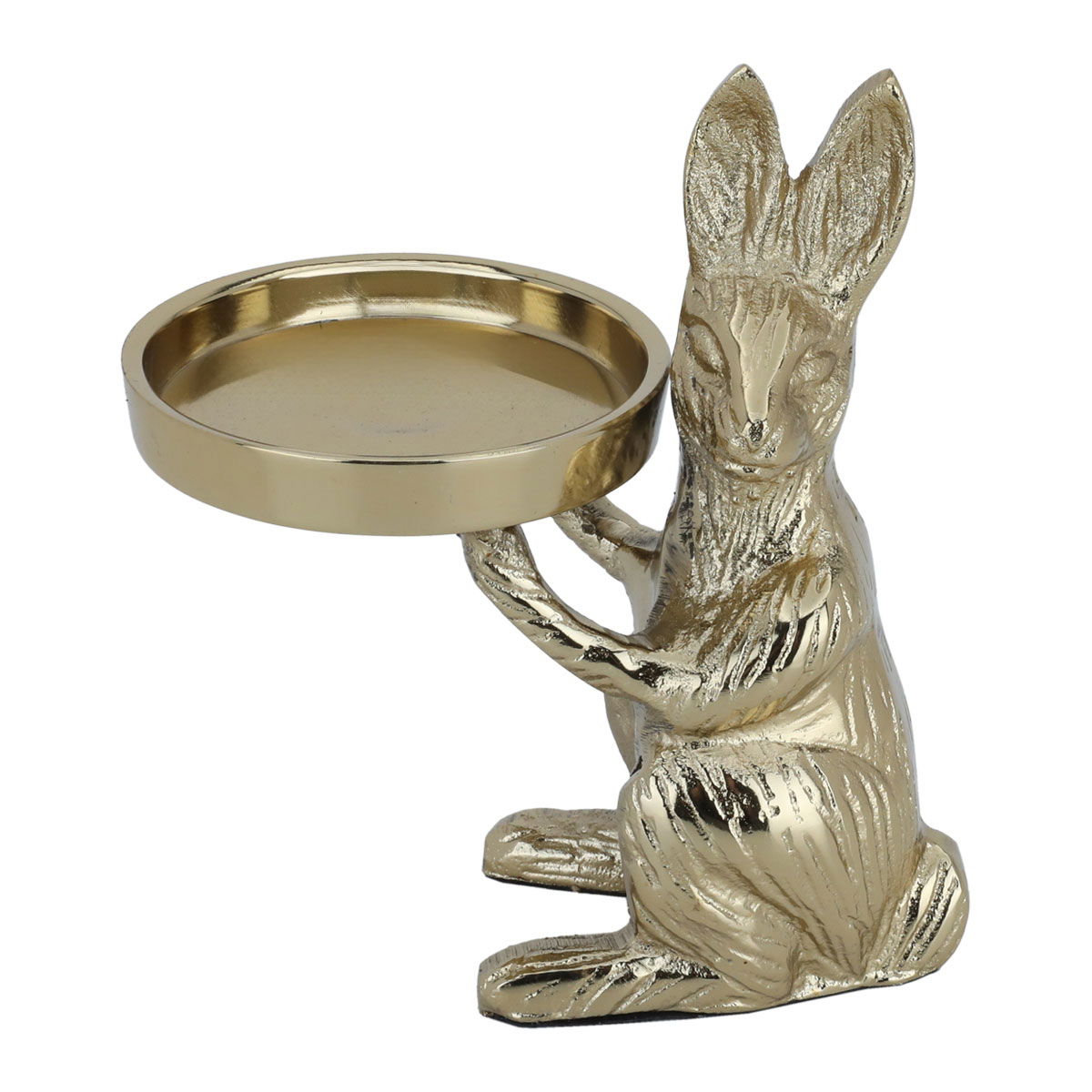 Al Saif Gallery Steel Serving Stand, Rabbit with Round Plate - Gold product image