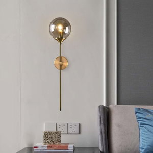 Aluminum and glass wall light, E27 bulb base, 60x15 cm - Gold product image 2