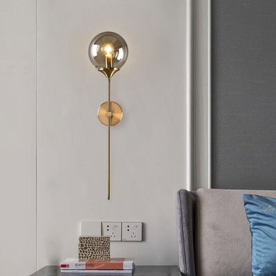 Aluminum and glass wall light, E27 bulb base, 60x15 cm - Gold product image 2