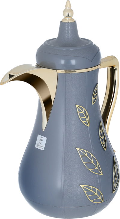 Al Saif Gallery Salma thermos set, 1 liter, golden pattern, thermal glass inner shell, plastic outer shell - dark gray product image 6
