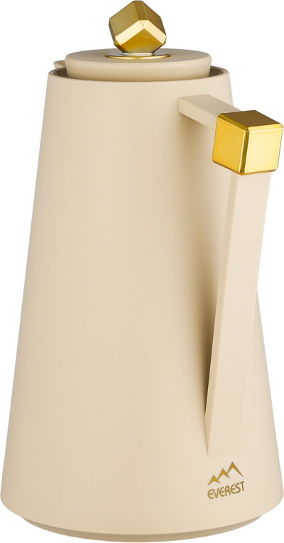 Everest Diamond Plastic Thermos, 1 Liter, Glass Inner Container, Push Button - Light Beige Gold product image 3