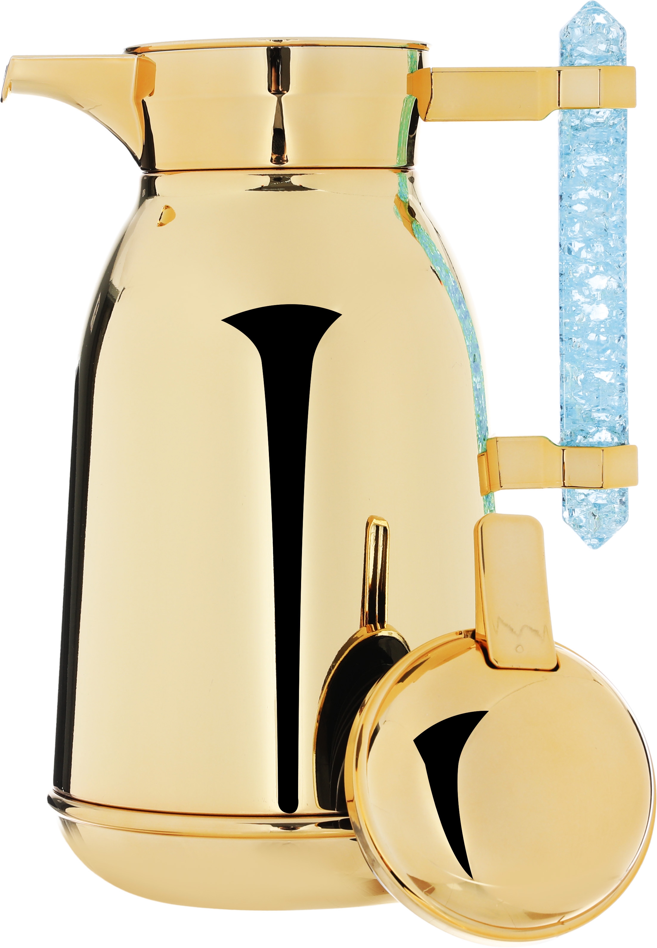 Al Saif Gallery Shahad thermos set, 1 liter, crystal handle, thermal glass inner case, steel outer case - gold product image 9