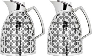 Al Saif Gallery Andalusia thermos set, 0.75/1 liter, glass inner container, plastic outer shell - black and silver product image 2