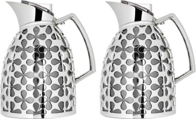 Al Saif Gallery Andalusia thermos set, 0.75/1 liter, glass inner container, plastic outer shell - black and silver product image 2