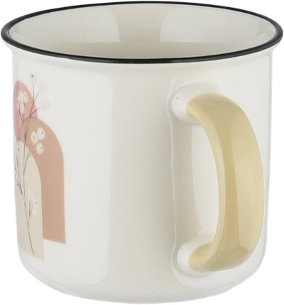 Al Saif Gallery Porcelain Mug, 350 ml, Floral Pattern with Black Rim - White product image 3