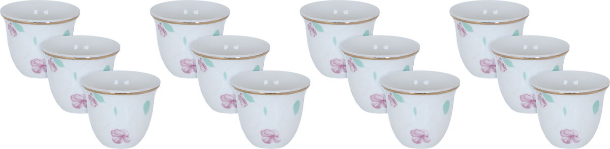 طقم فناجين قهوة بورسلان السيف غاليري، 12 قطعة - ابيض product image