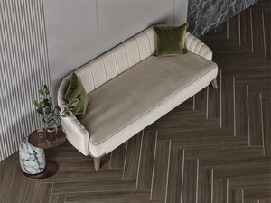 Modern Swedish wood sofa, 220x85x45 cm, Chanel fabric - light beige product image 2