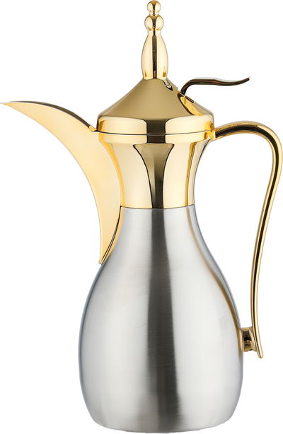 Alsaif plus Thermos in the shape of a Diwan Dallah, 0.75 liters, inner material: glass, pressure cap - silver Gold product image 1
