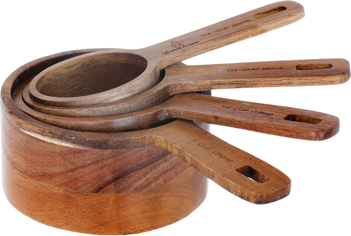 Al Saif Gallery Wooden Measuring Cups Set, 60/80/125/250 ml, 4 Pieces - Brown product image