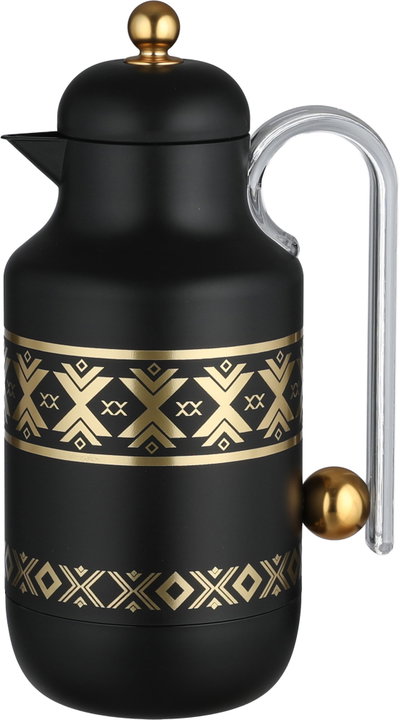 ترمس خزامي السيف غاليري، 1 لتر، خامة داخلية زجاج، يد شفاف، غطاء ضغاط - اسود ذهبي product image 2