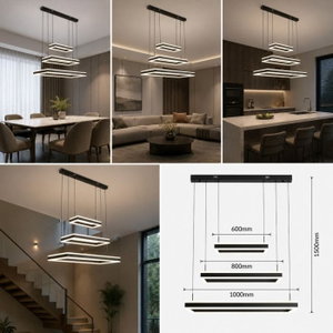 Norco Modern Aluminum Acrylic Chandelier, 3 Tiers, 3000K, 120W - Black product image 2