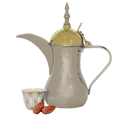 Al Saif Gallery Nickel Dallah, 28 cm - Gold Silver product image 1