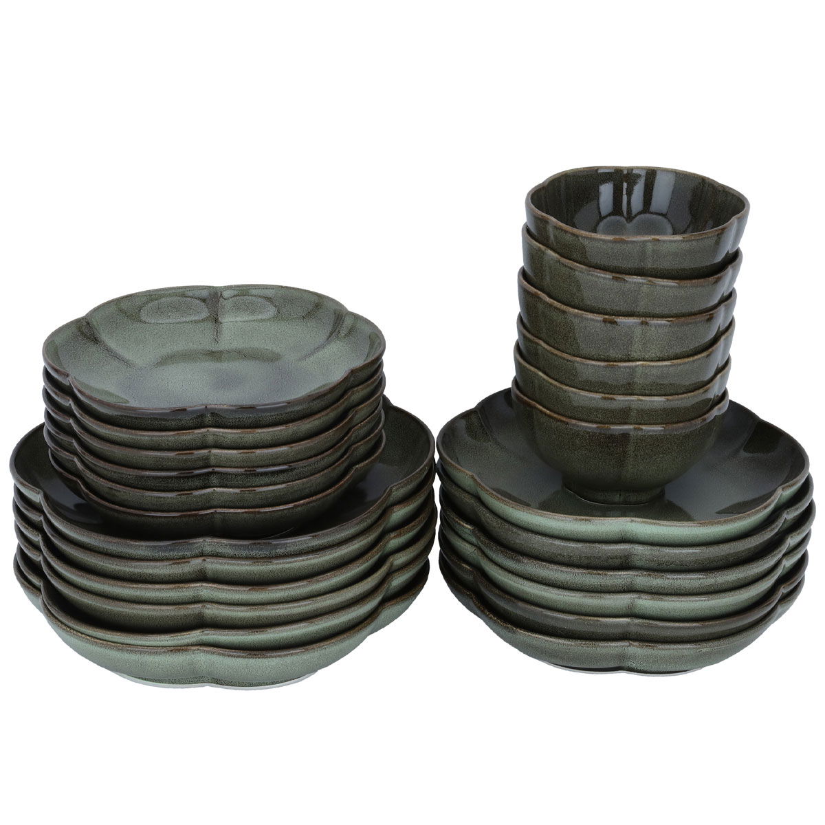 طقم عشاء بورسلان السيف غاليري، مموج، 24 قطعة - زيتي product image 2