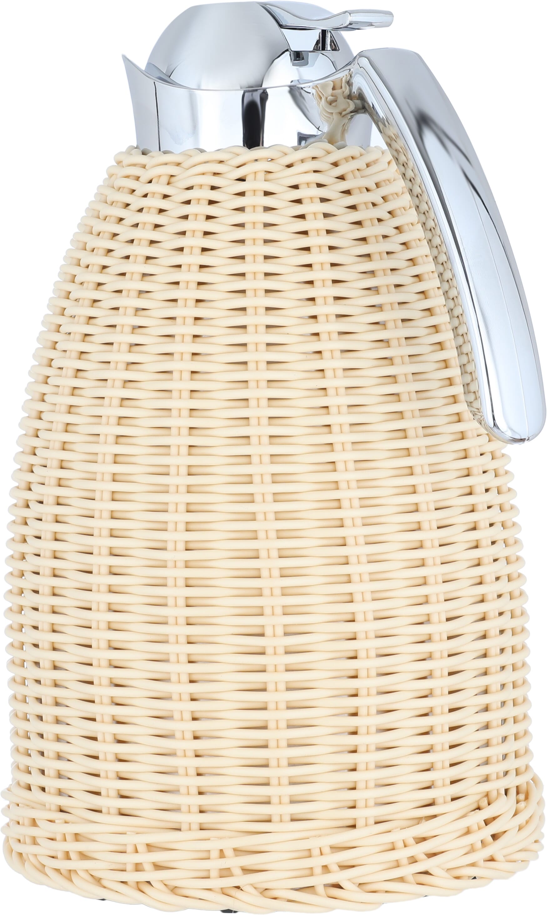 Timeless rattan thermos, 1.5 liters, silver handle, thermal glass inner container, plastic outer shell - silver beige product image 3