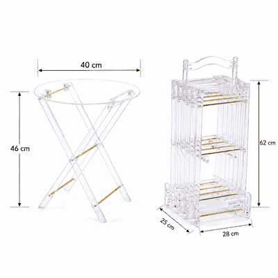 طقم طاولات اكرليك، 5 قطع - شفاف ذهبي product image 3