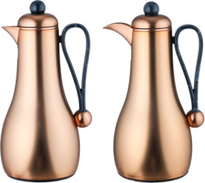 Al Saif Gallery Gheem Thermos Set, 2 Pieces, 1/1 Liter, Glass Inner Container, Blue Handle - Copper product image 2