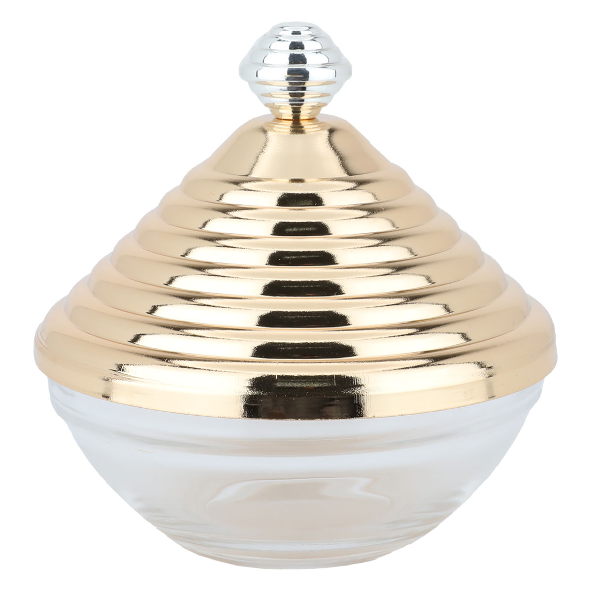Glass tumbler with a steel cover from Al Saif Gallery - transparent, golden product image