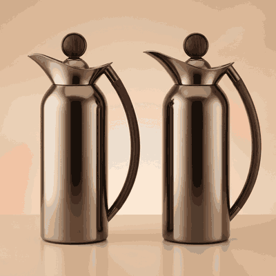 Al Saif Gallery Al Thuraya Thermos Set, 2 Pieces, 1/1 Liter, glass interior, black handle, black push-button lid product image 12