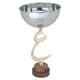 Al Saif Gallery steel bowl, 21 x 21 x 38 cm, with wooden base - silver product image 1