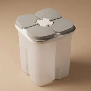 Al Saif Gallery plastic storage container, 1800 ml, divided into 4 compartments, with lid - white product image