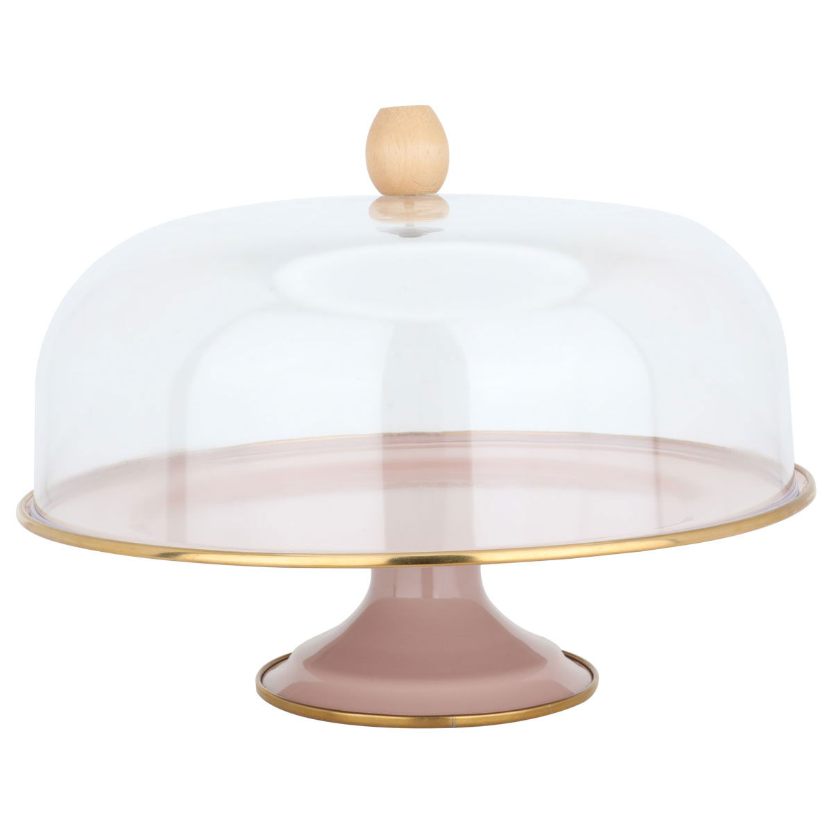 Al Saif Gallery steel cake stand, 30 cm, acrylic cover - light pink product image 1