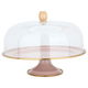 Al Saif Gallery steel cake stand, 30 cm, acrylic cover - light pink product image 1