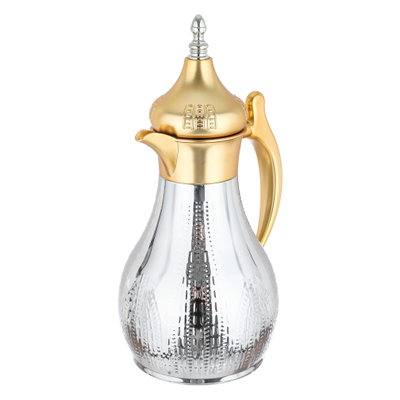 Al Saif Gallery Haila Thermos Set, 2 pieces, 1.2/1.2 liter, stainless steel inner container, embossed, gold-silver mouth product image 10