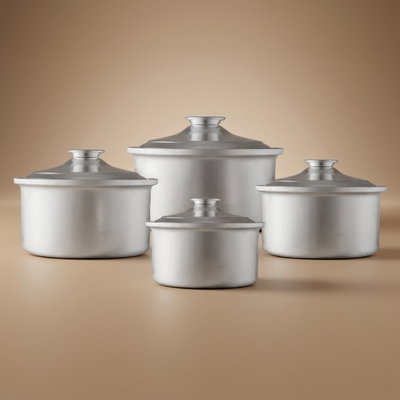 Al Saif Plus Indian Taj Aluminum Saif Plus Pot Set, 4 Pieces, Round - Silver product image 1
