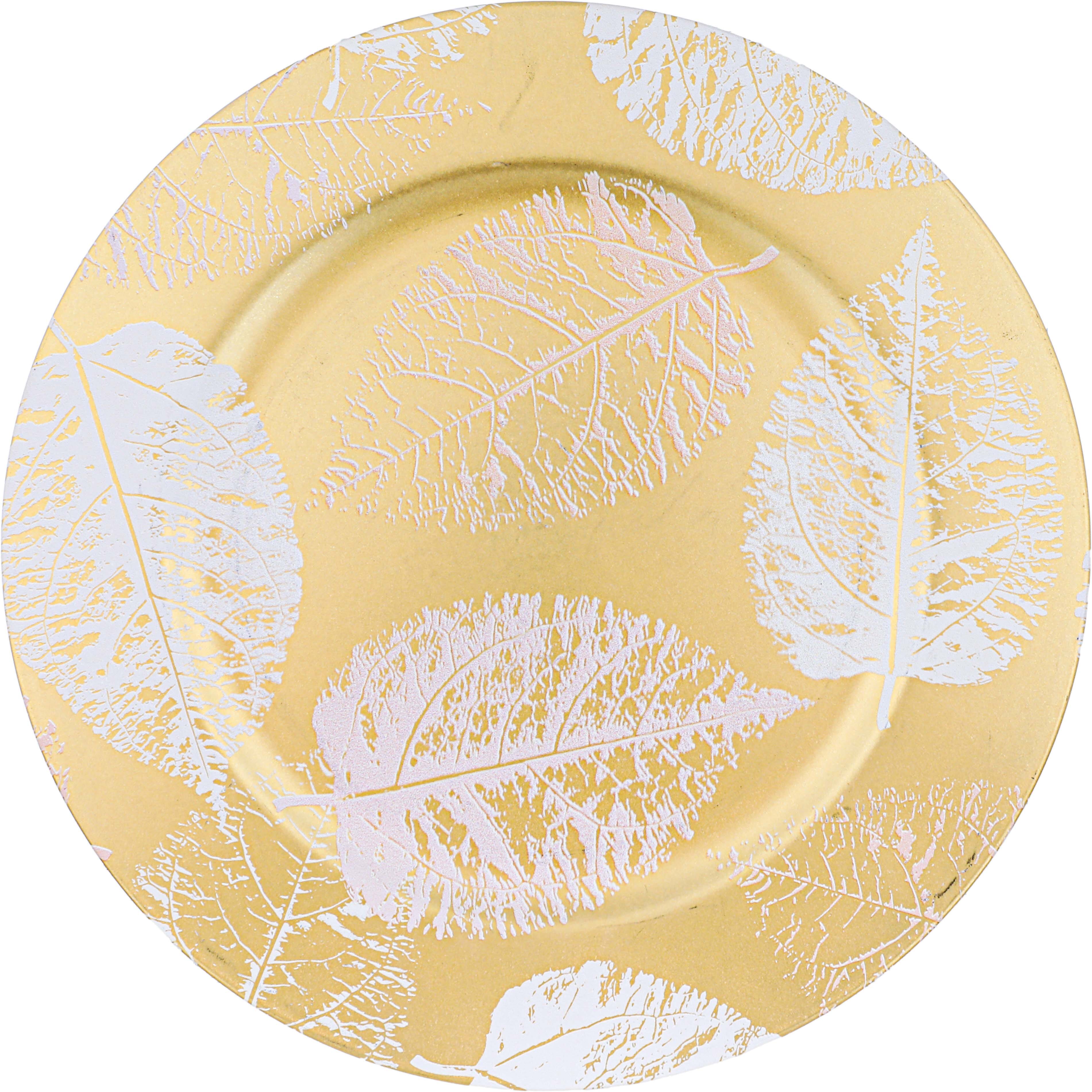 صحن تقديم فايبر السيف غاليري، 33x33x1.8 سم، دائري - ذهبي product image