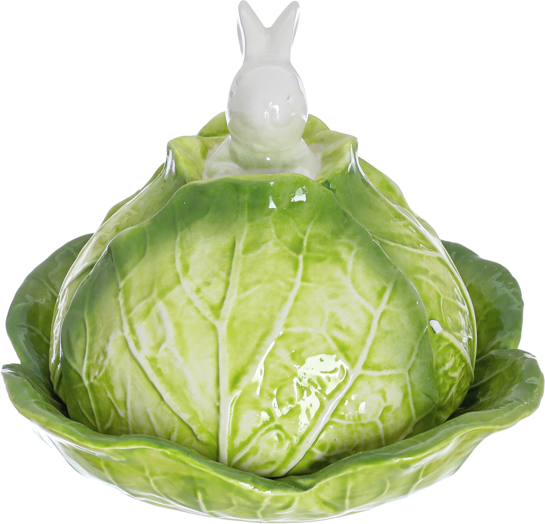 Al Saif Gallery Porcelain Rabbit Head Lettuce Masterpiece, 18.4x18.4x14 cm - Green product image 1