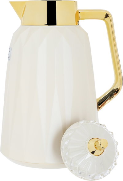Al Saif Gallery Lamia thermos set, 1 liter, 3 pieces, tofariya, thermal glass inner shell, plastic outer shell - pearl gold product image 4