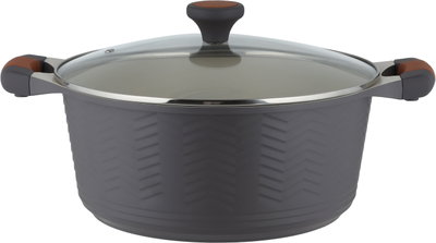 طقم قدور داي كاست الومنيوم روبوست، 9 قطع، غطاء زجاج، يد سيليكون - رمادي غامق product image 4