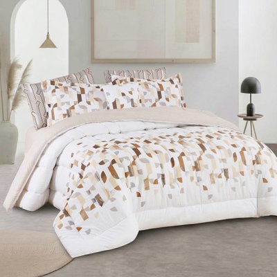 طقم لحاف ساليرنو مايكروفايبر، 240x260 سم، نفرين، 9 قطع - ابيض بيج product image 2
