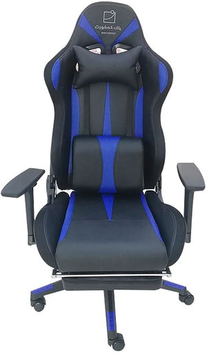 كرسي ألعاب جلد صناعي باك كومفورت، 66×110×135 سم، ليد، سماعات بلوتوث مدمج - ازرق اسود product image